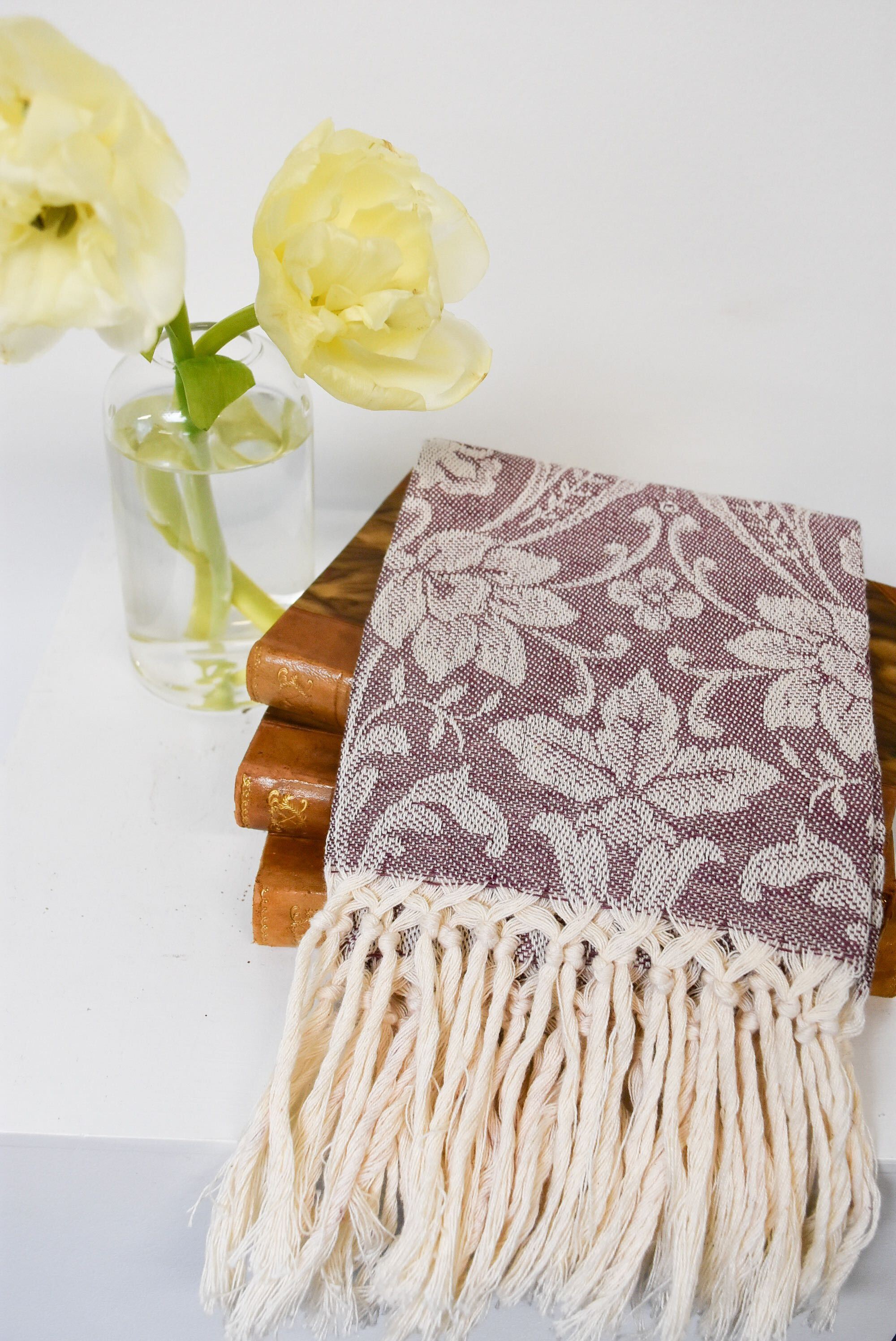 Italian Maroon Busatti Linen Hand Towel