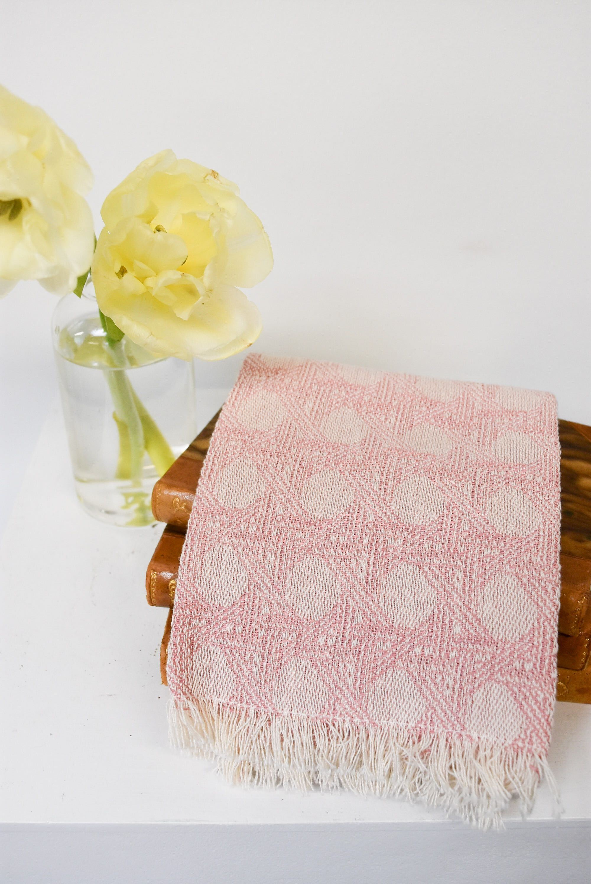 Italian Pink Gioco Di Vienna Short Fringe Busatti Hand Towel