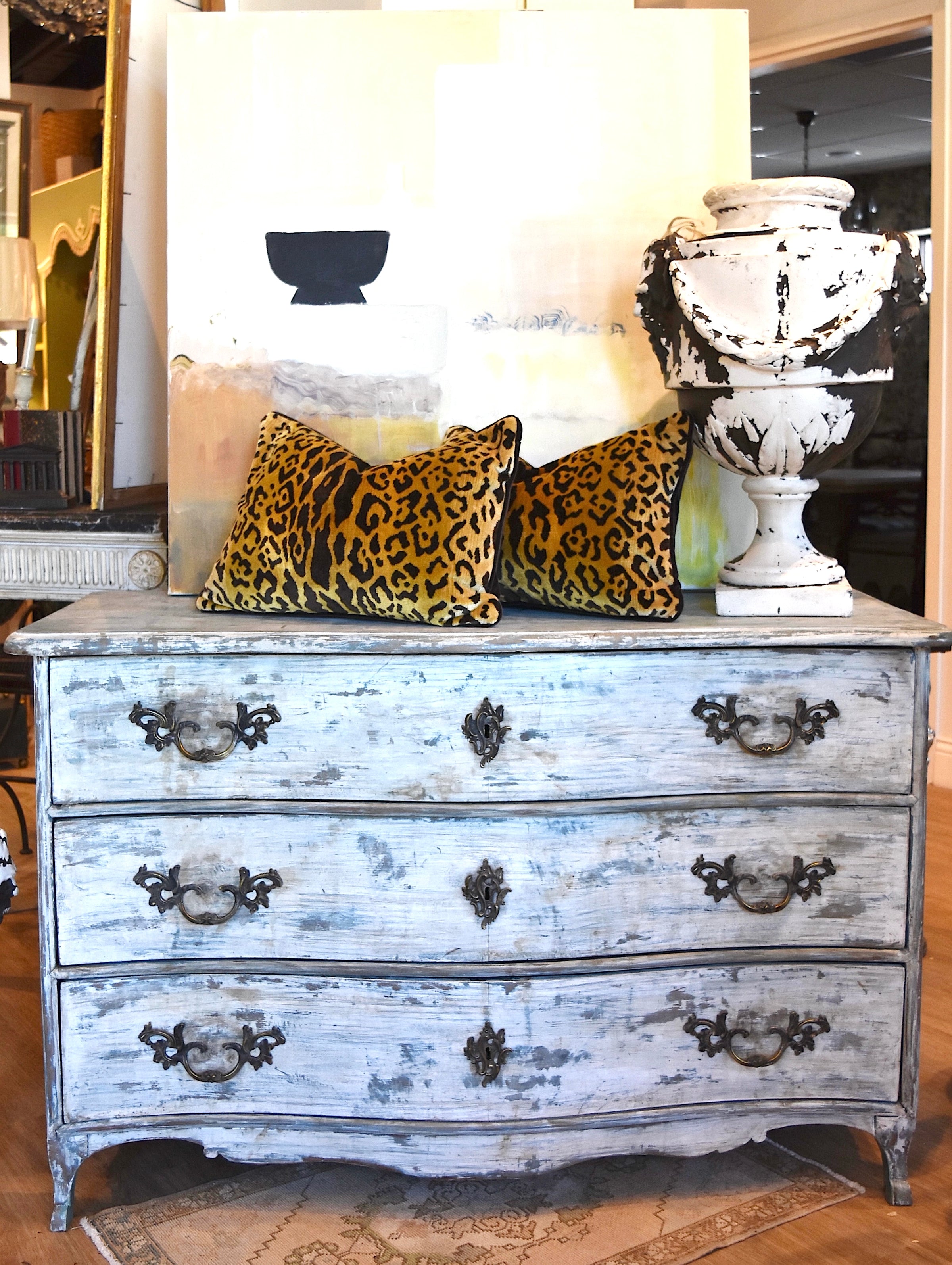 19th Century Painted Blue Chest from South of France