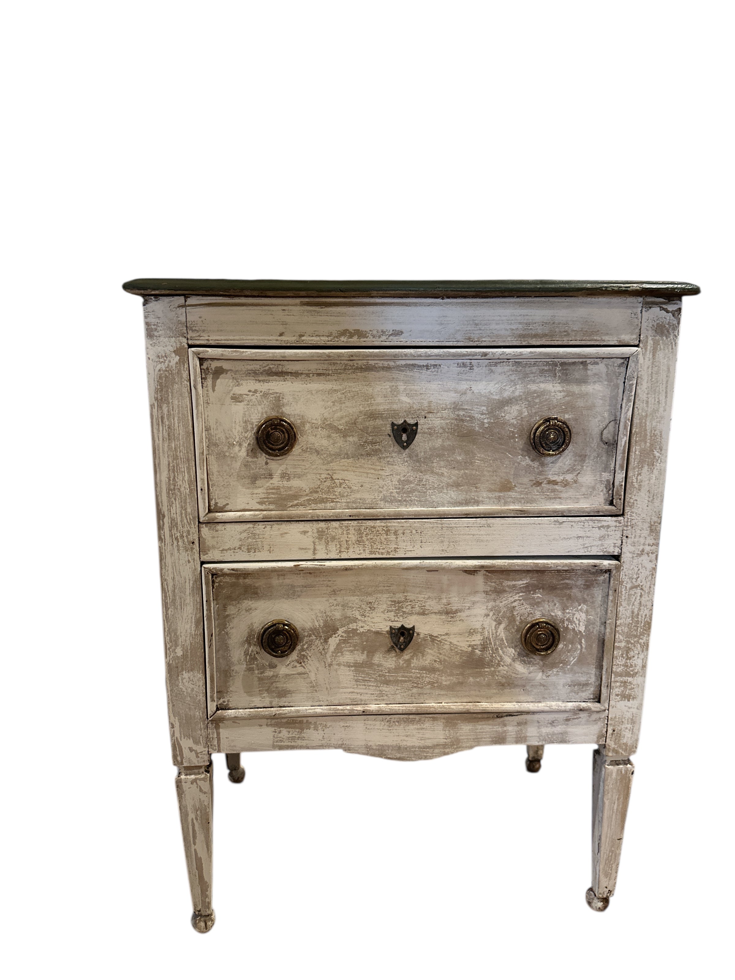 Pair of Small Painted Side Tables with Green Tops