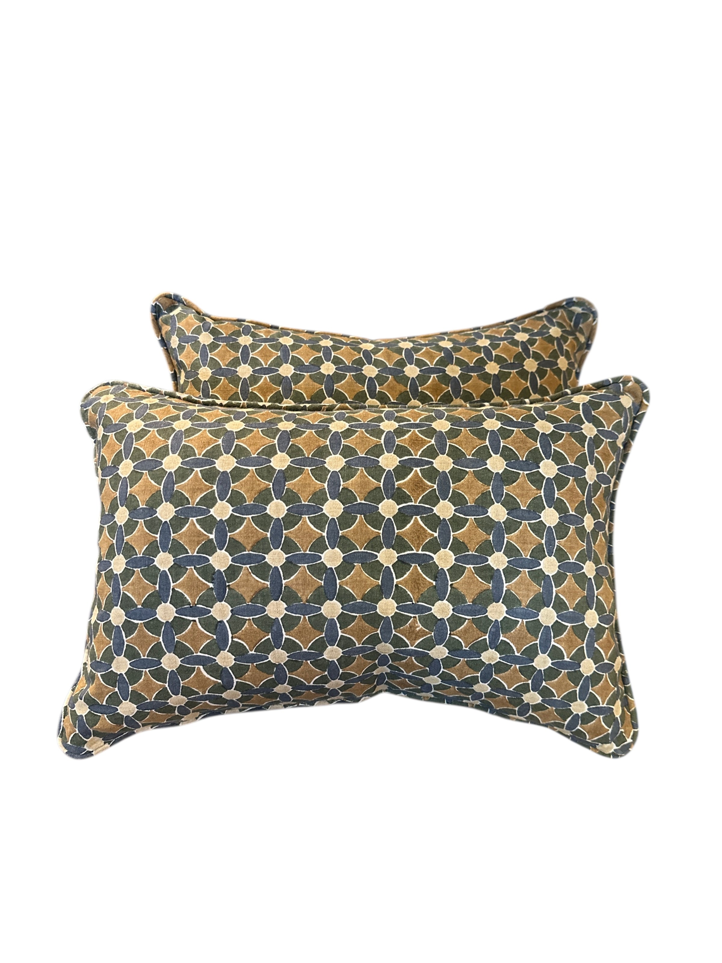 Pair of Blue & Green Lumbar Pillows
