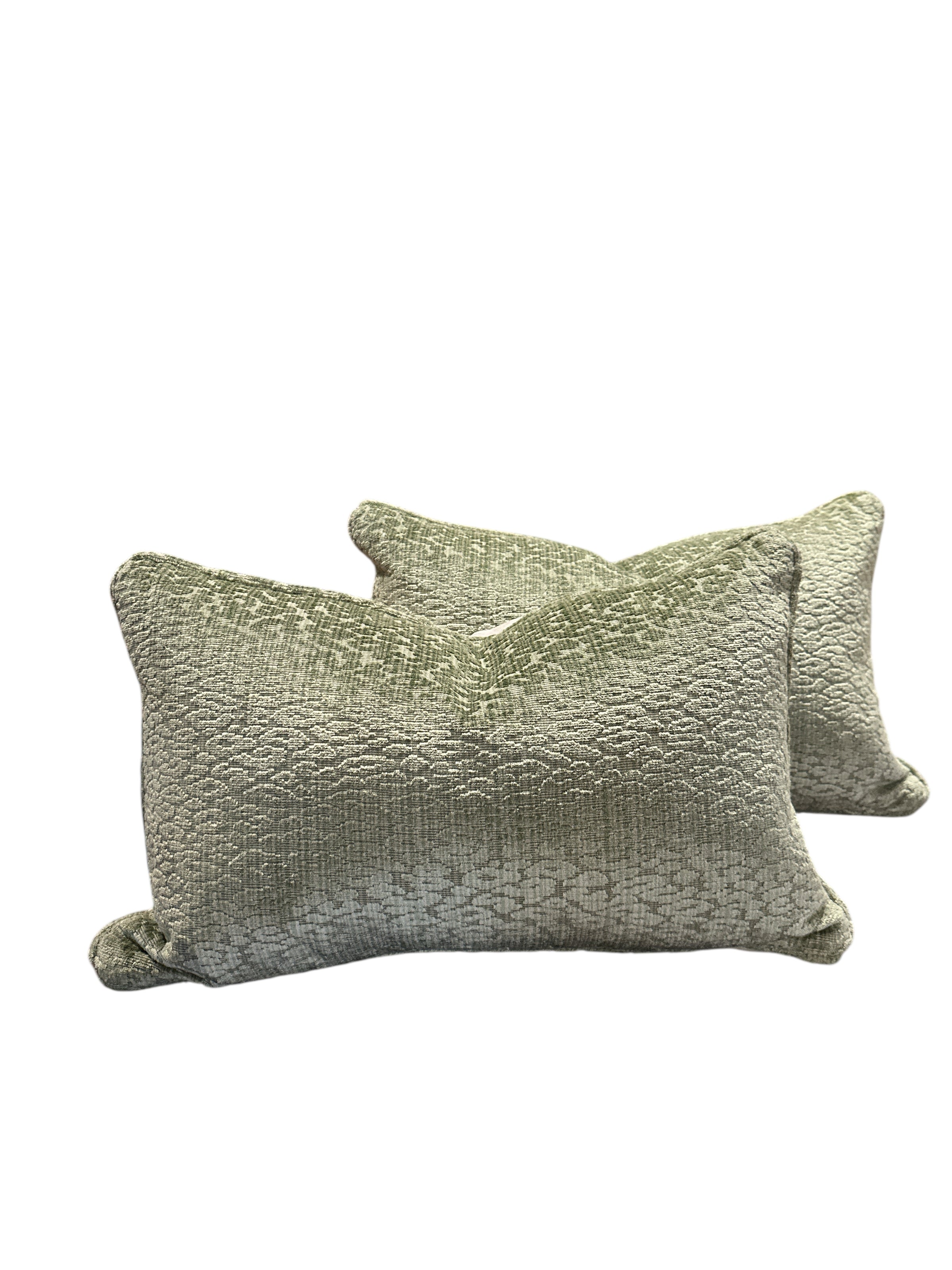 Pair of Green Velvet Lumbar Pillows
