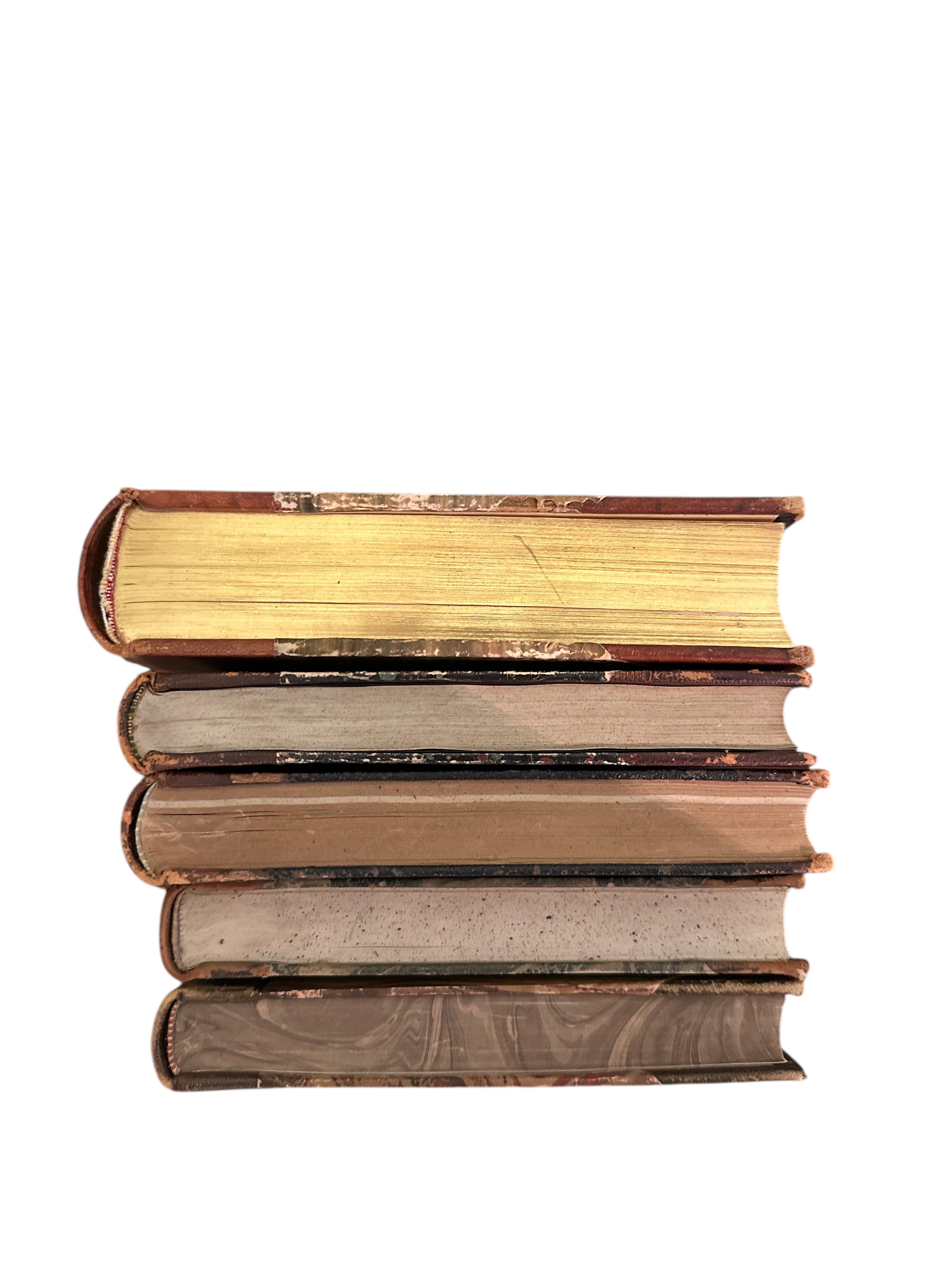 Set of 5 Assorted Size Antique Books