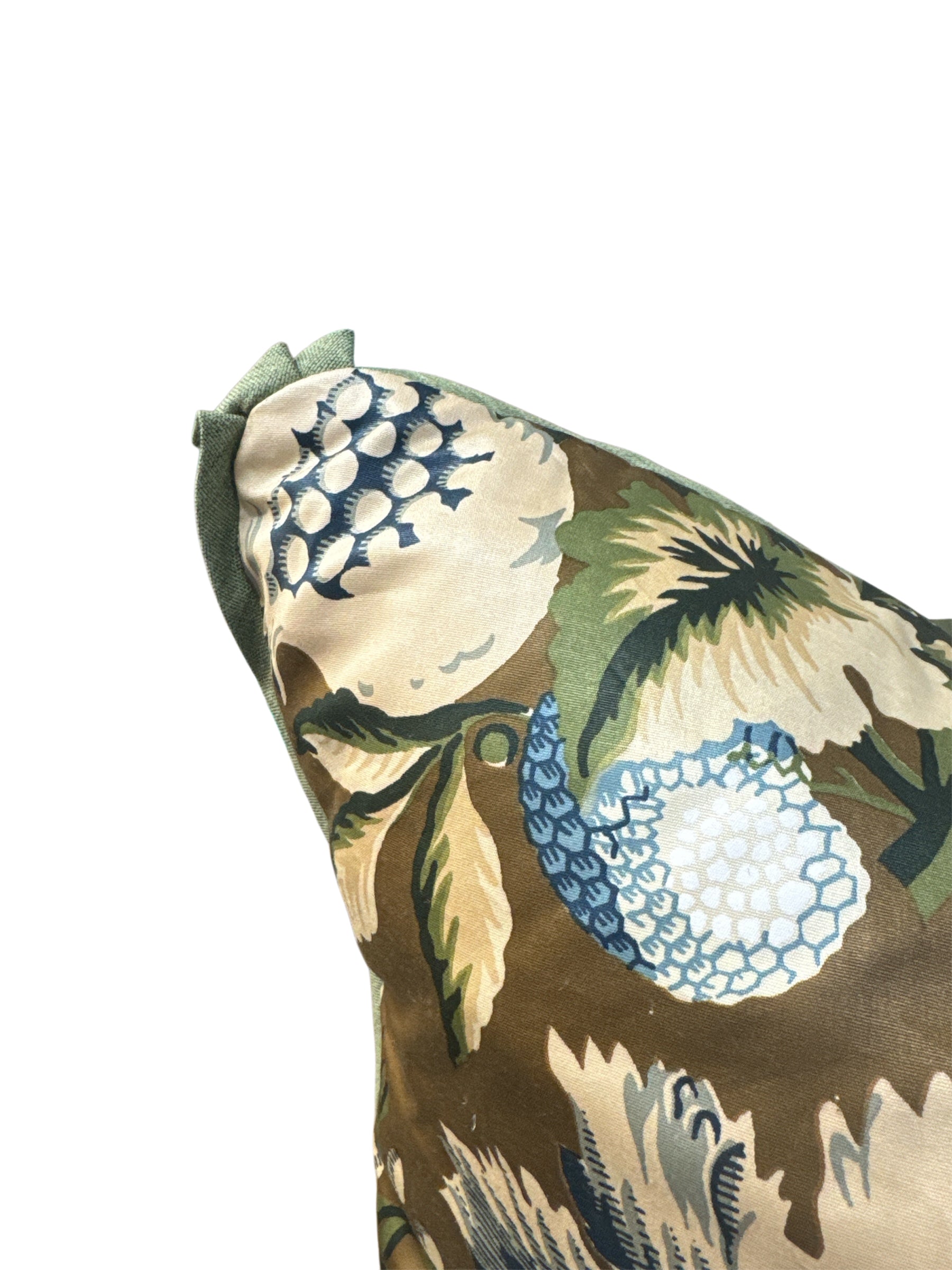 Pair of Green and Brown Floral Pillows