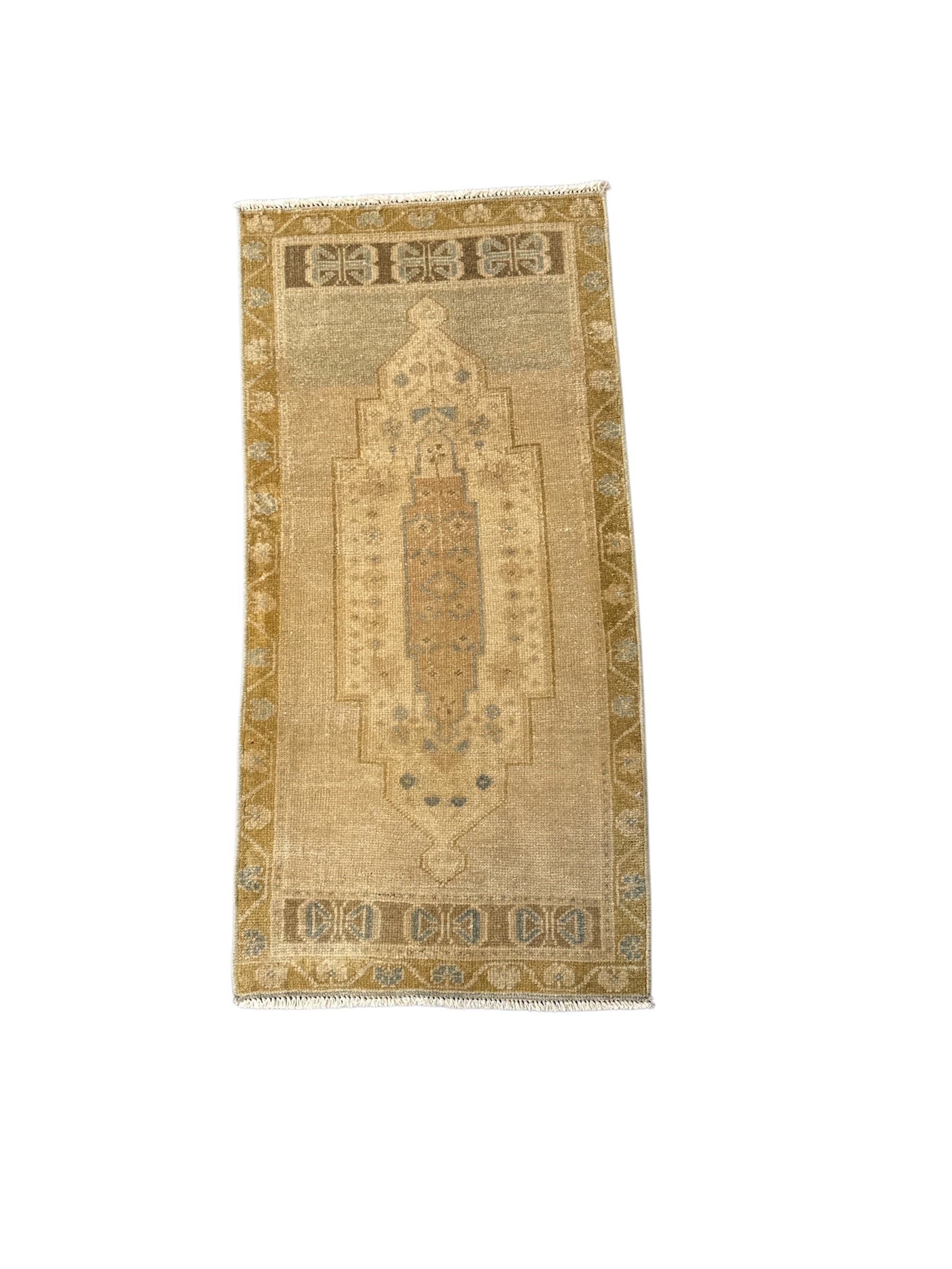 Honey and Sky Blue Small Turkish Oushak Rug