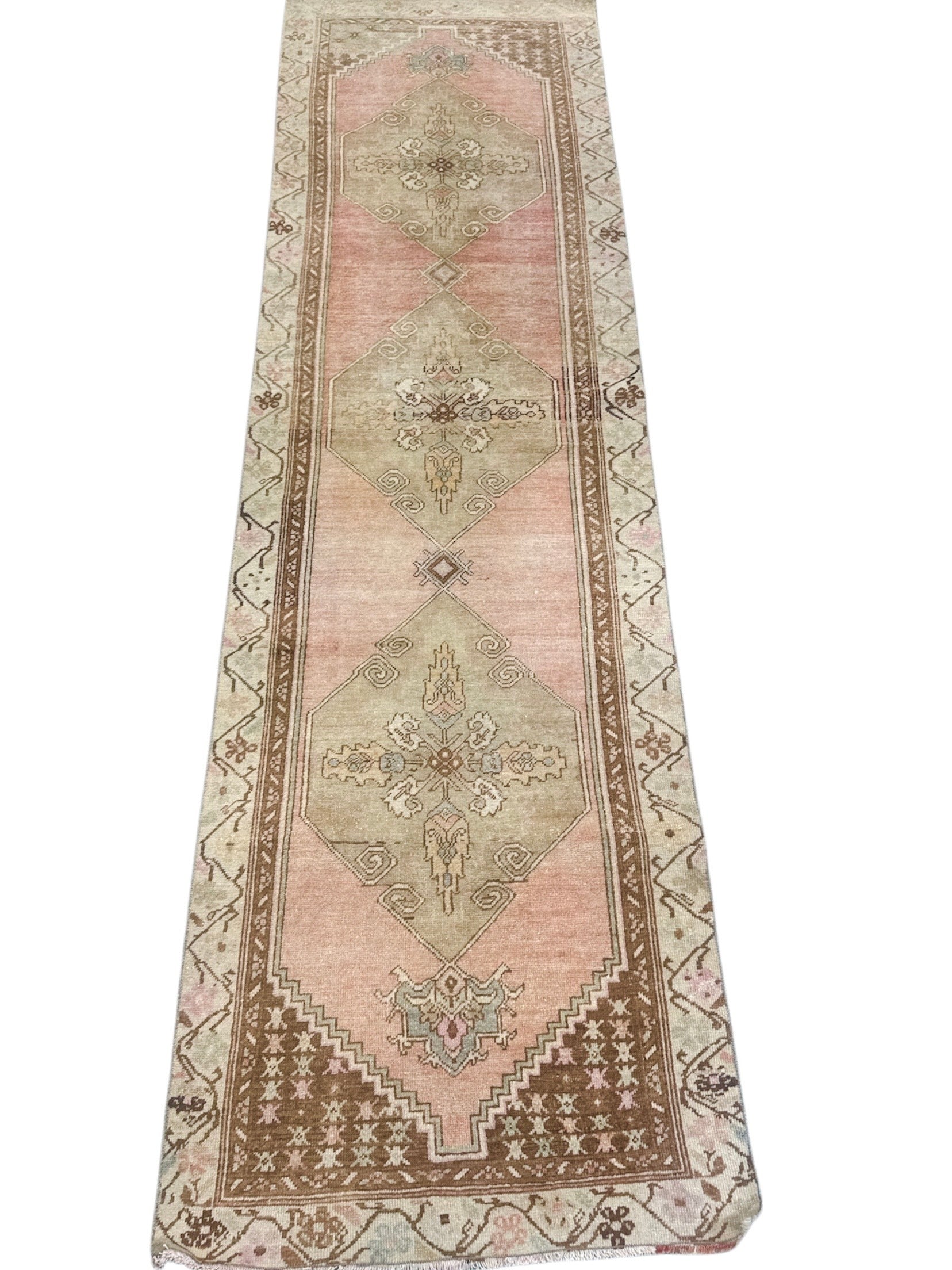 Blush, Sand, and Taupe Turkish Oushak Runner