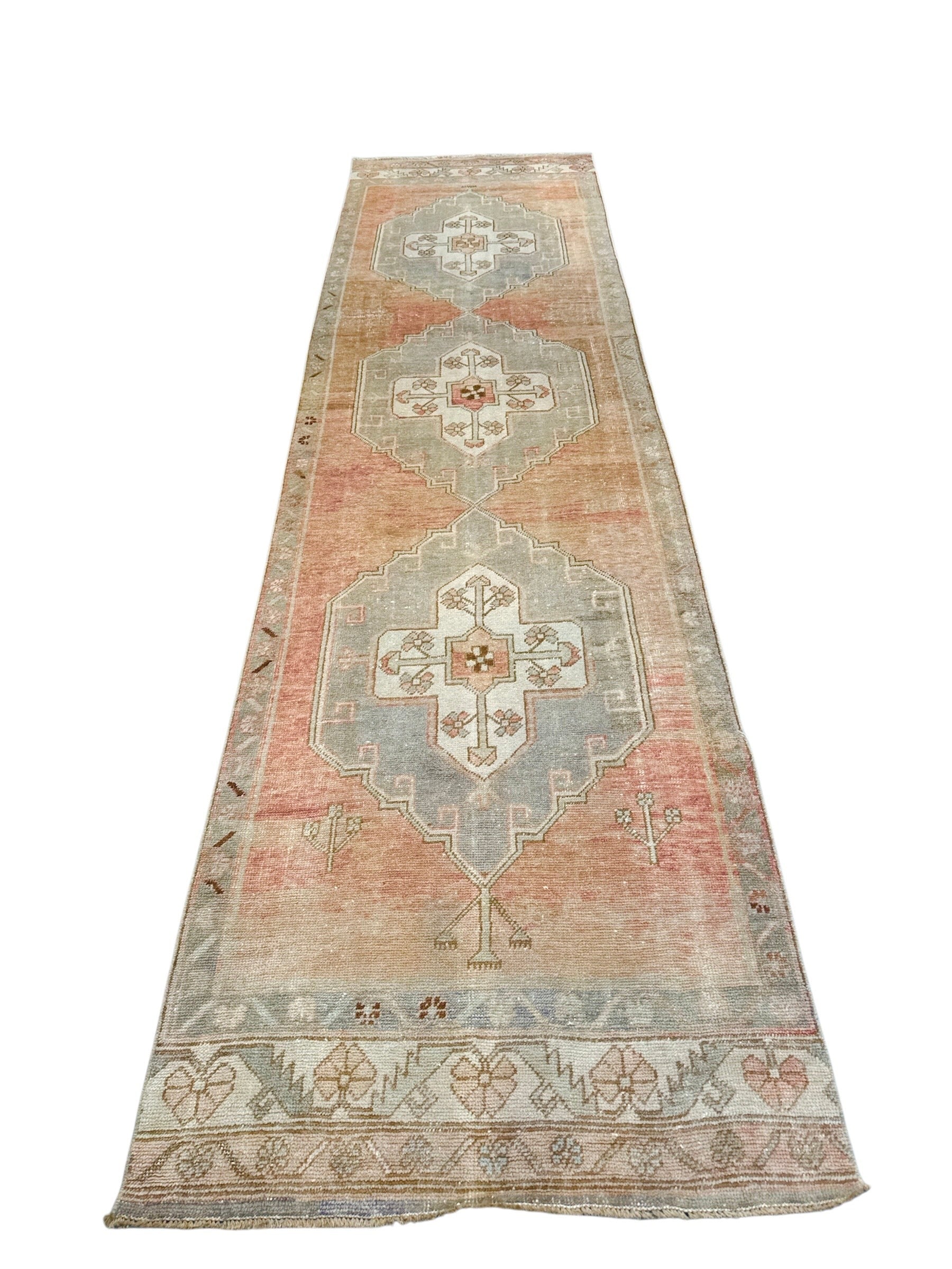 Blush, Sky, and Sand Turkish Oushak Runner