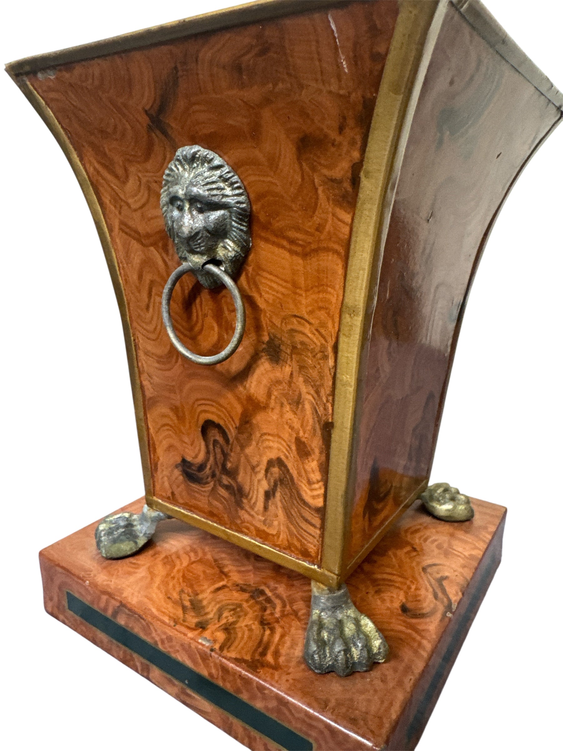 Faux Bois Burl Wood Tole Cachepot