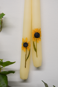Set of 2 Black Eyed Susans Botanical Taper Candles