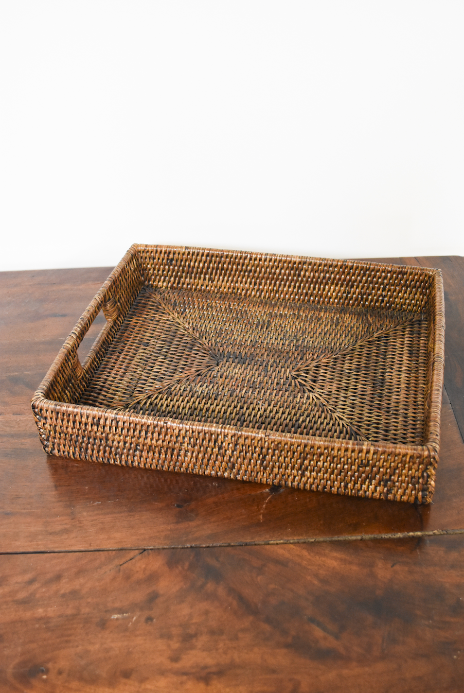 Antique Brown Wicker Tray