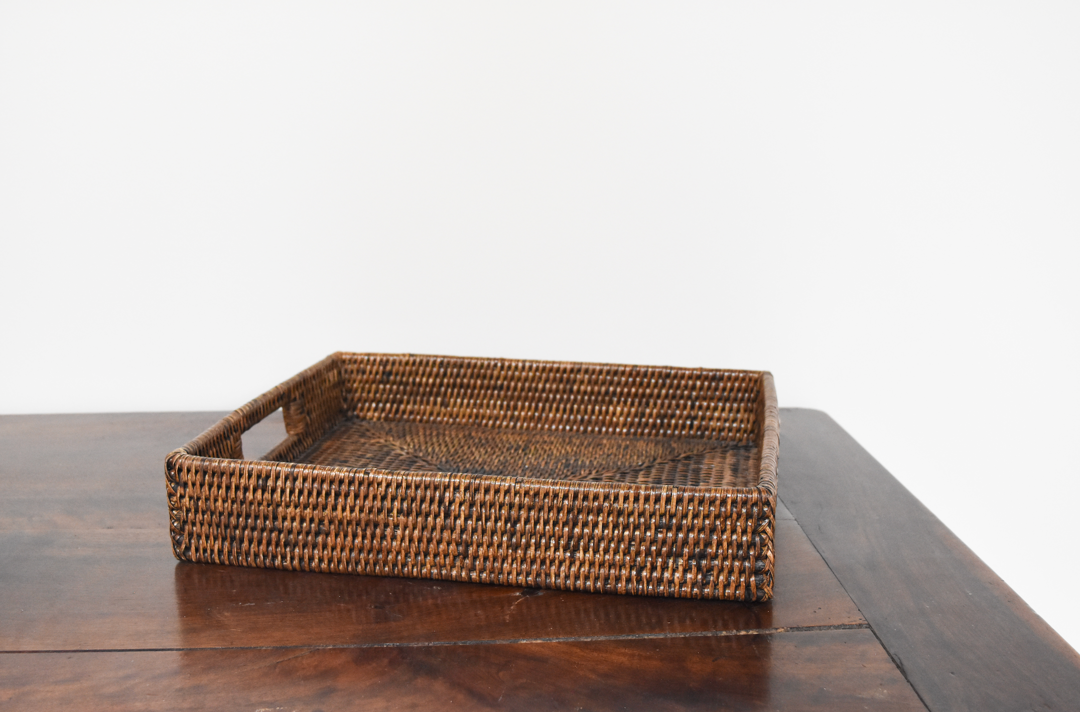 Antique Brown Wicker Tray