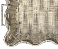 Scalloped White Wash Tray