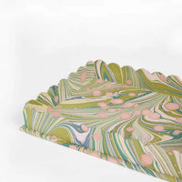 Moss Marbled Scalloped Tray Set