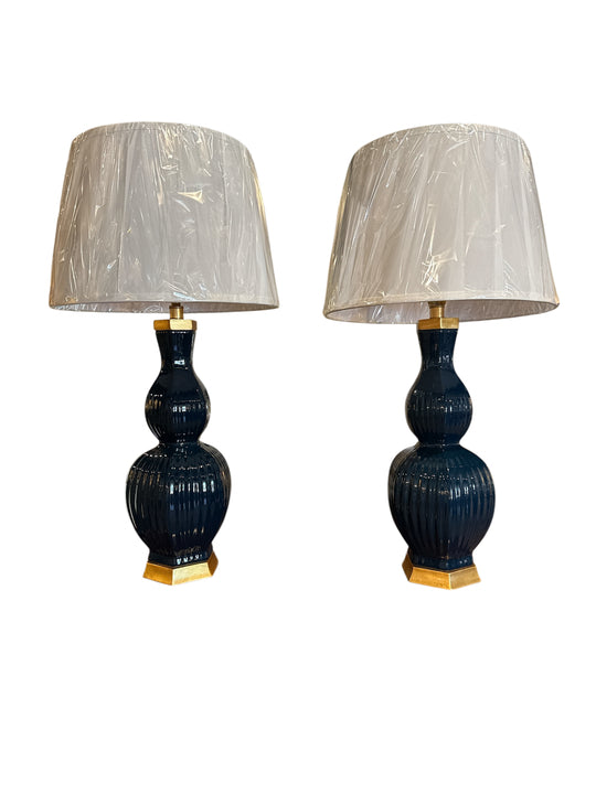 Pair of Navy Delft Lamps