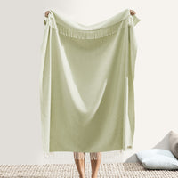 Italian White Sage Herringbone Throw