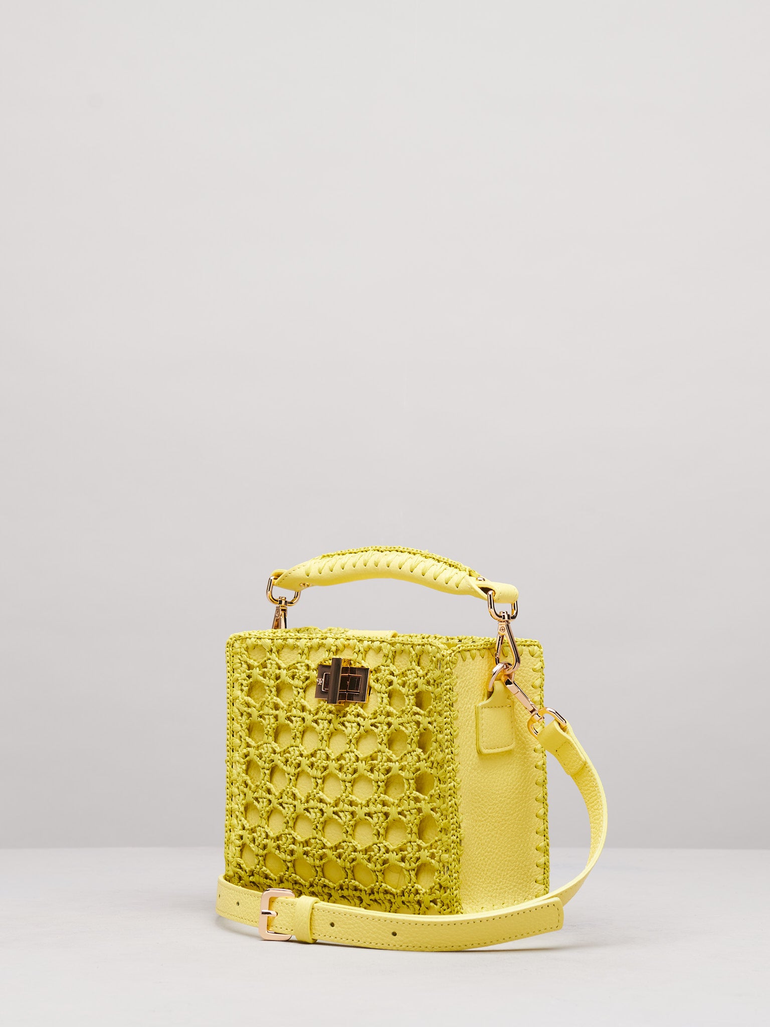 Sylvia Small Crochet Handbag in Lemon