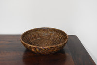 Antique Brown Wicker Round Bowl