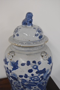 Large Blue and White Flower Motif Ginger Jar