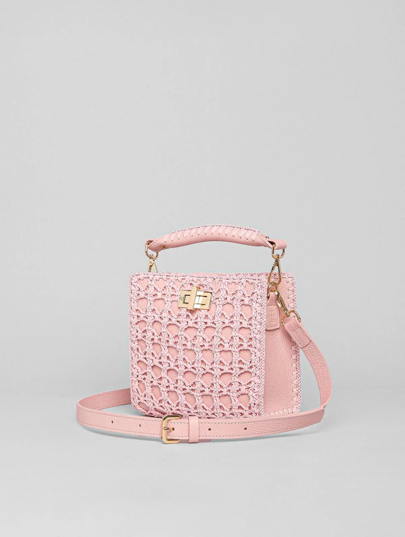 Small Pink Sylvia Piccola Crochet Handbag