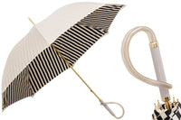 Ivory Umbrella with Black Stripes