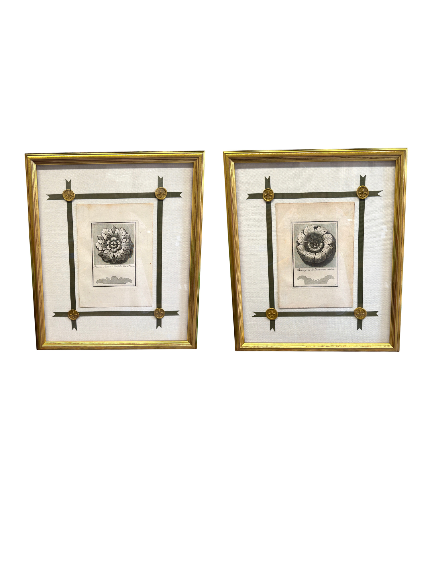 Pair of Black and White Medallions with Gold Seal No.2