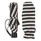 Black and White Striped Folding Umbrella