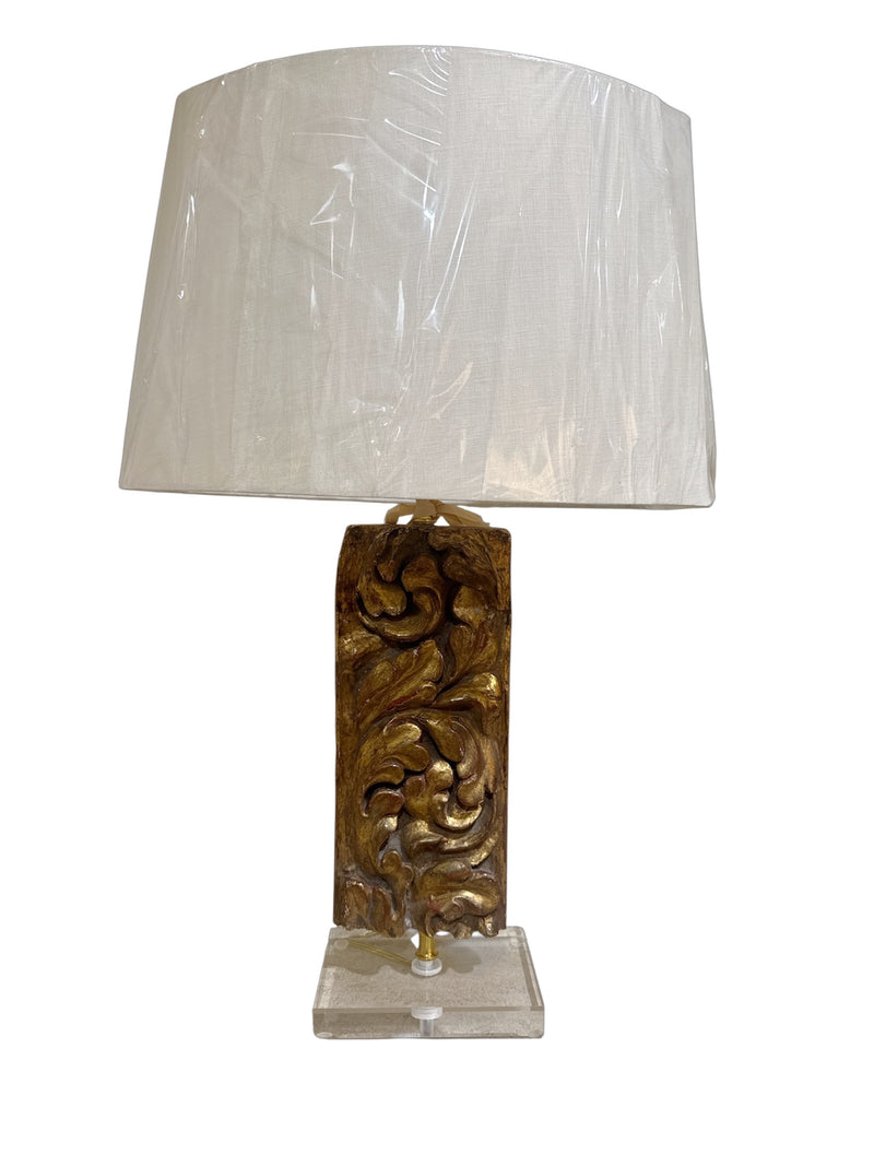 Pair of Gold Giltwood Fragment Lamps