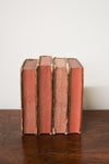 Set of 4 Antique Leatherback Books with Red Accents