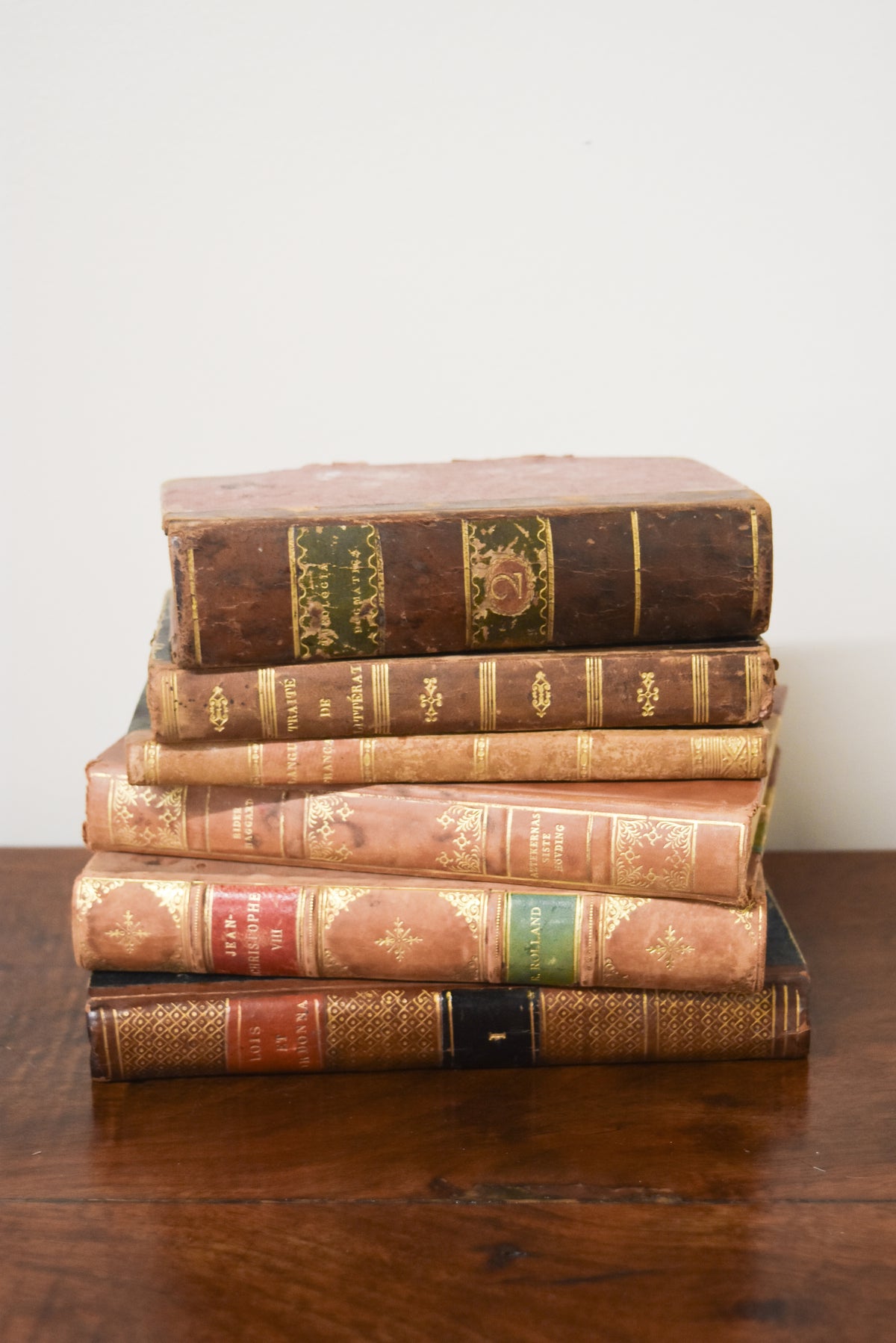 Set of 6 Mixed Antique Leatherback Books