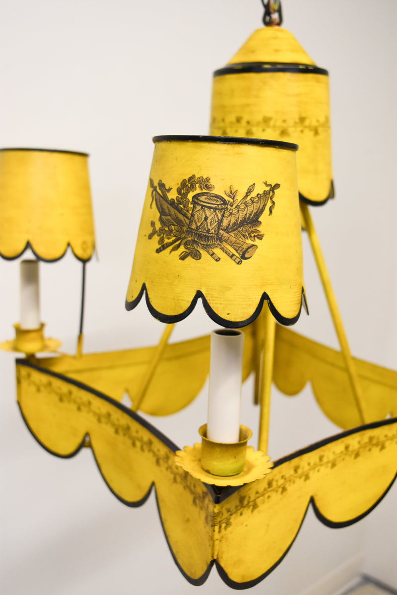 Yellow Tole Chandelier