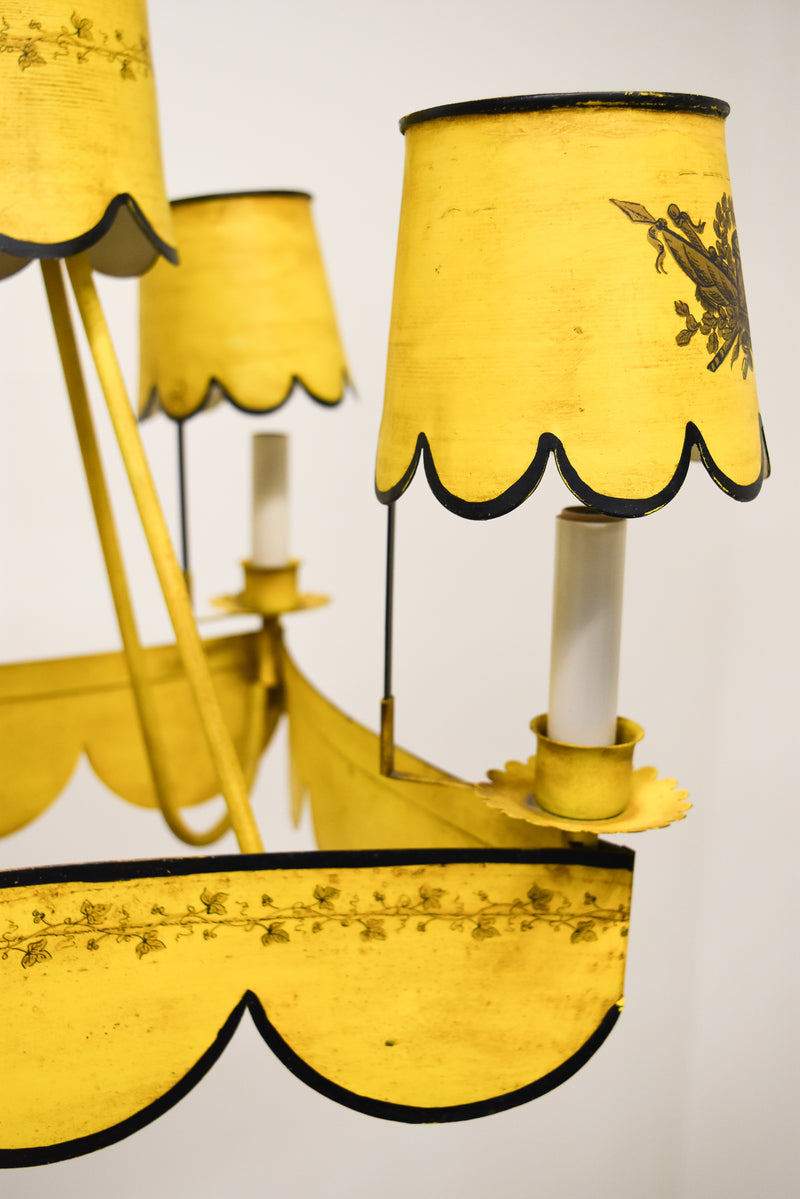 Yellow Tole Chandelier