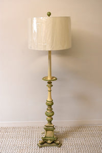 Pair of Italian Green Painted Floor Lamps