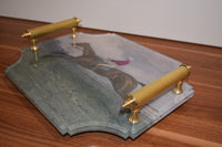 Small Race Horse Acrylic Tray with Brass Handles