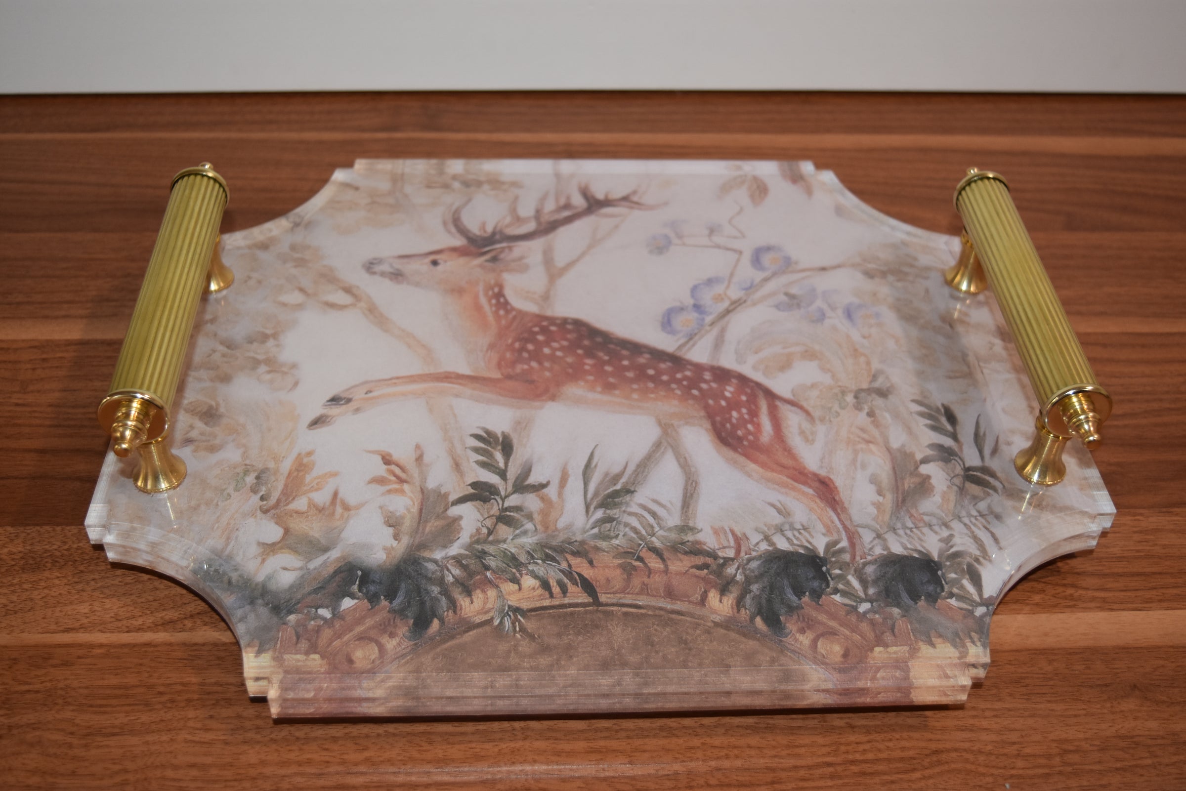 Small Stag Acrylic Tray with Brass Handles