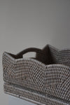 Small Scalloped Rectangular Basket in White Wash