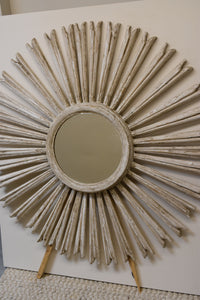 Italian Whitewash Sunburst Mirror