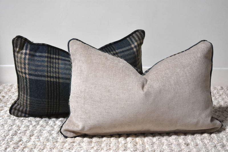 Pair of Wool Plaid Lumbar Pillows