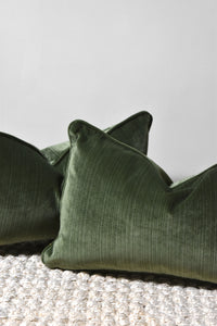 Pair of Green Velvet Lumbar Pillows