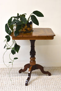 Italian Walnut Pedestal Base Game Table