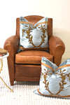 Pair of Turquoise Gold Embroidered Velvet Pillows