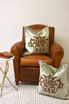 Pair of Green Embroidered Velvet Pillows