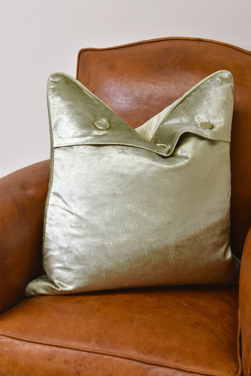 Pair of Green Embroidered Velvet Pillows