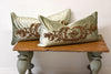 Pair of Green Embroidered Velvet Lumbar Pillows