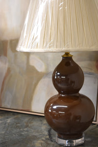 Pair of Chocolate Porcelain Gourd Lamps