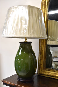 Pair of Taro Green Pottery Lamps