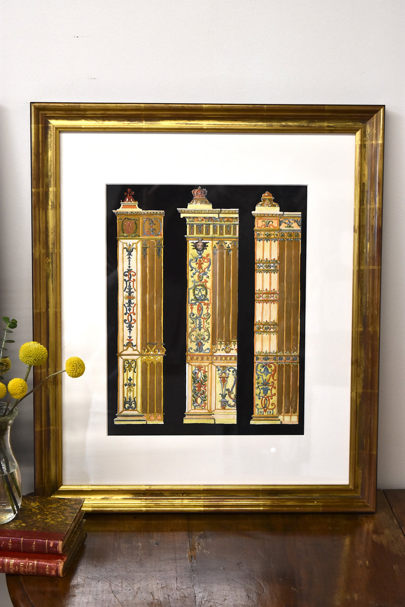 Set of 2 Hand Colored Manuscript Art