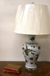 Pair of Brown & White Porcelain Lamps