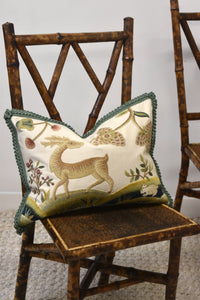 Embroidered Stag Tree Of Life Lumbar Pillow