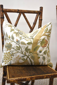 Embroidered Faded Moss Tree Of Life Lumbar Pillow