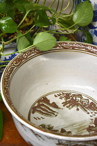 Brown and White Chinoiserie Bowl